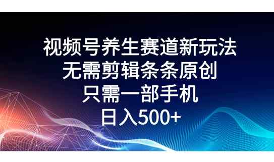 微信视频号健康养生跑道新模式，不用视频剪辑一条条原创设计，仅需一部手机即可操作-天天有课网