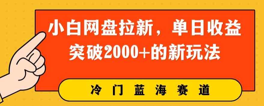 小白网盘引流，单日盈利提升2000 的新玩法-天天有课网