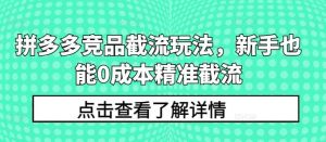 拼多多平台竞争对手截留游戏玩法，初学者也可以0成本费精确截留-天天有课网