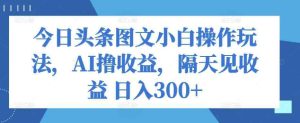 今日今日头条图文并茂新手实际操作游戏玩法,AI撸盈利,第二天见盈利 日入300-天天有课网