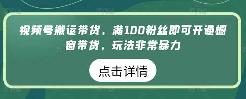 微信视频号运送卖货，满100粉丝们就可以开启橱窗展示卖货，游戏玩法非常暴力【揭密】-天天有课网