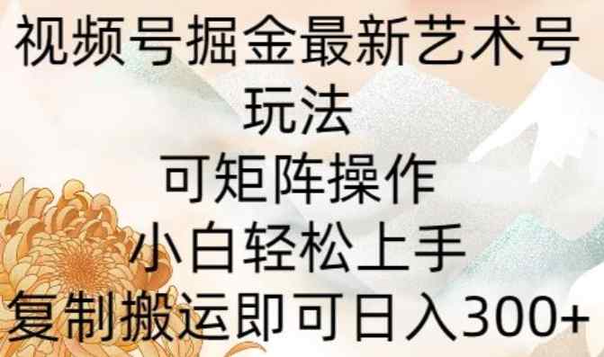微信视频号掘金队全新造型艺术号游戏玩法，可引流矩阵实际操作，新手快速上手，拷贝运送就可以日入300-天天有课网