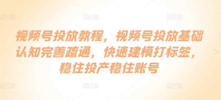 微信视频号推广实例教程，微信视频号推广基础认知健全输通，快速建模添加标签，控住建成投产控住账户-天天有课网