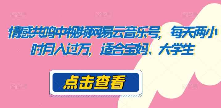 共情力中视频网易音乐号，每日两个小时月入了万，适宜宝妈妈、在校大学生-天天有课网