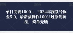 单日变现1000+,2024年视频号掘金5.0,最新骚操作100%过原创玩法,简单无脑,小白专属-天天有课网