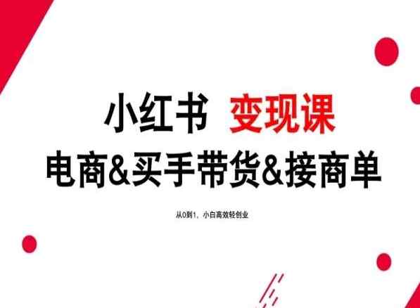 2024年最新小红书变现课，电商&买手带货&接商单，从0到1，小白高效轻创业-天天有课网