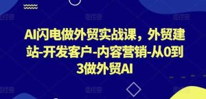 AI闪电做外贸实战课，​外贸建站-开发客户-内容营销-从0到3做外贸AI-天天有课网