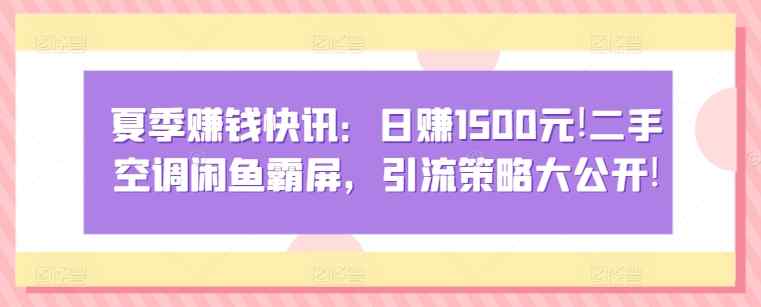 夏季赚钱快讯：日赚1500元，二手空调闲鱼霸屏，引流策略大公开!-天天有课网