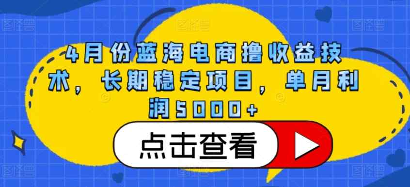 4月份蓝海电商撸收益技术，长期稳定项目，单月利润5000+【揭秘】-天天有课网
