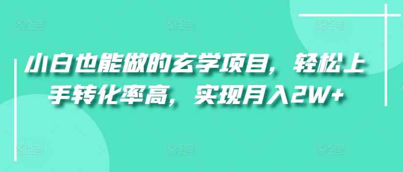 小白也能做的玄学项目，轻松上手转化率高，实现月入2W+-天天有课网
