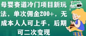 母婴赛道冷门项目新玩法,单次佣金200+,无成本人人可上手,后期可二次变现-天天有课网