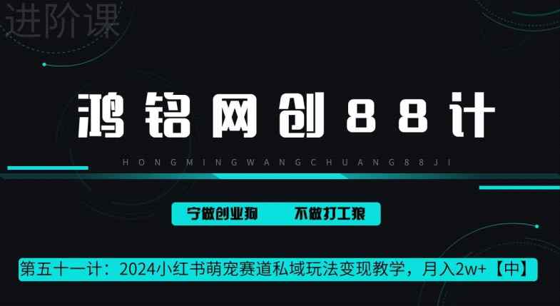 鸿铭网创 88 计第 51 计：月赚 2w 的小红书萌宠赛道怎么做，这套课程教会你-天天有课网