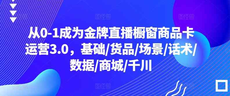 从0-1成为金牌直播橱窗商品卡运营3.0，基础/货品/场景/话术/数据/商城/千川-天天有课网