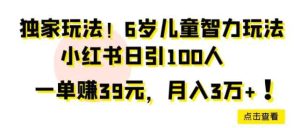 独家玩法,6岁儿童智力玩法,小红书日引100人-天天有课网