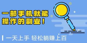 一部手机就能操作的副业，小白一天上手，躺着日入上百-天天有课网