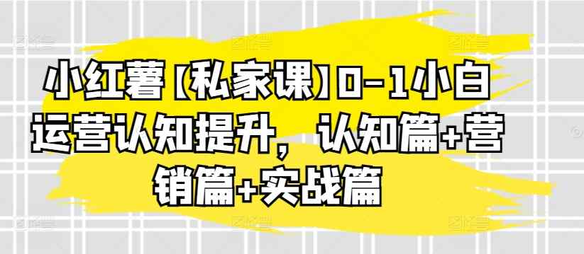 小红薯【私家课】0-1小白运营认知提升，认知篇+营销篇+实战篇-天天有课网
