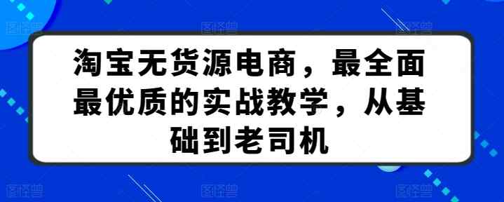 淘宝无货源电商，最全面最优质的实战教学，从基础到老司机-天天有课网