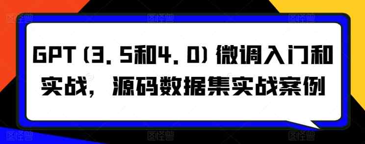GPT(3.5和4.0)微调入门和实战，源码数据集实战案例-天天有课网