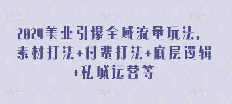 2024美业引爆全域流量玩法，素材打法 付费打法 底层逻辑 私城运营等-天天有课网