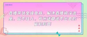 直播带货全域电商,解决直播间没流量,留不住人,亏米送都送不出去的尴尬局面-天天有课网