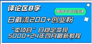 抖音评论区8字日截流200+创业粉 “卖项目”日稳定变现5000+【揭秘】-天天有课网