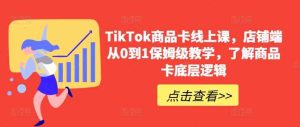 TikTok商品卡线上课，​店铺端从0到1保姆级教学，了解商品卡底层逻辑-天天有课网
