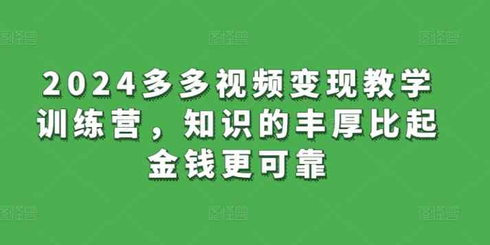 2024多多视频变现教学训练营，知识的丰厚比起金钱更可靠-天天有课网