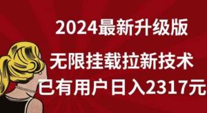【全网独家】2024年最新升级版,无限挂载拉新技术,已有用户日入2317元【揭秘】-天天有课网