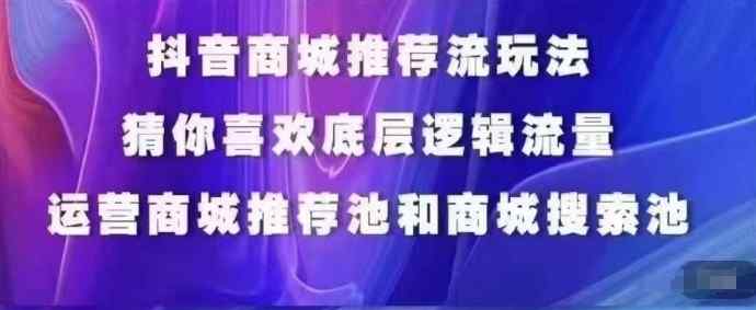 抖音商城运营课程，猜你喜欢入池商城搜索商城推荐人群标签覆盖-天天有课网