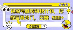 视频号赚钱特快计划,挖掘蓝海冷门,日赚 500+-天天有课网