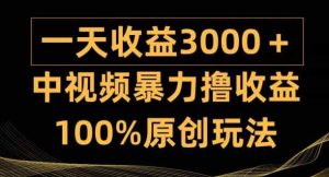 中视频暴力撸收益，日入3000+，100%原创玩法，小白轻松上手多种变现方式-天天有课网