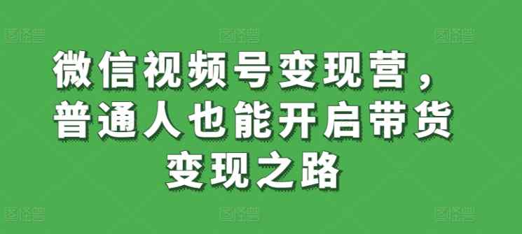 微信视频号变现营，普通人也能开启带货变现之路-天天有课网