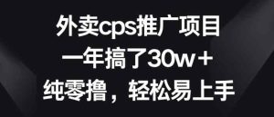外卖cps推广项目,一年搞了30w+纯零撸,轻松易上手-天天有课网