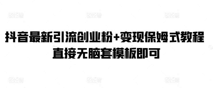 抖音最新引流创业粉+变现保姆式教程 直接无脑套模板即可-天天有课网