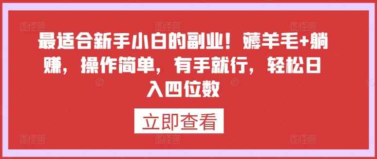 最适合新手小白的副业！薅羊毛+躺赚，操作简单，有手就行，轻松日入四位数【揭秘】-天天有课网