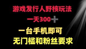 游戏发行人野核玩法 一天300+  一台手机即可 无门槛和粉丝要求-天天有课网