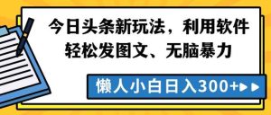 今日头条新玩法,利用软件轻松发图文、无脑暴力,懒人小白日入300+-天天有课网