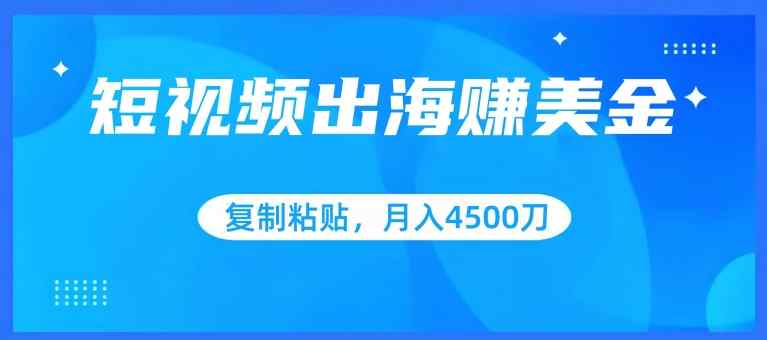 短视频出海赚美金，复制粘贴批量操作，小白轻松掌握，月入4500美刀【揭秘】-天天有课网