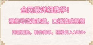 全网最详细教学,视频号蓝海赛道,口播情感视频,无需露脸,制作简单,轻松实现日入1000+【揭秘】-天天有课网