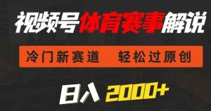 视频号体育赛事解说，冷门新赛道，轻松过原创，条条爆款，日入2000+-天天有课网