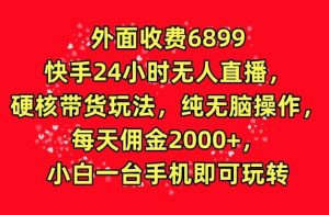 外面收费6899的快手24小时无人直播,硬核带货玩法,纯无脑操作-天天有课网