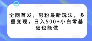 全网首发，男粉最新玩法，多重变现，日入500+小白零基础也能做-天天有课网