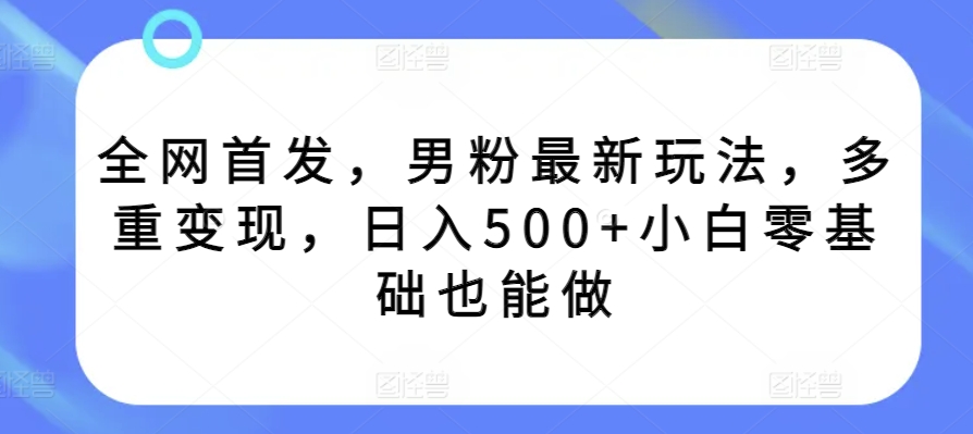 全网首发，男粉最新玩法，多重变现，日入500+小白零基础也能做-天天有课网