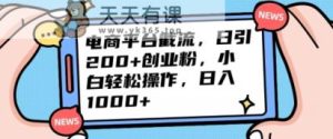 电商平台截流日引200+创业粉,小白轻松操作,日入1000+-天天有课网