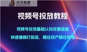 微信视频号推广实例教程-微信视频号推广基础认知健全输通，快速建模添加标签，控住建成投产控住账户-天天有课网