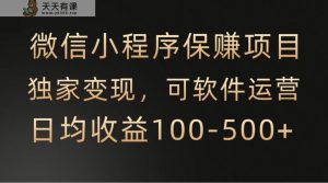 微信小程序，腾讯保赚项目，可软件自动运营，日均100-500+收益有保障-天天有课网
