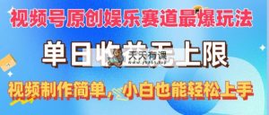 微信视频号原创设计游戏娱乐跑道最爆游戏玩法，单日盈利无限制，视频后期制作简易，新手也可以…-天天有课网