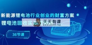 新能源技术 锂电池行业自主创业财运计划方案，锂电池回收实战演练攻略大全课-天天有课网