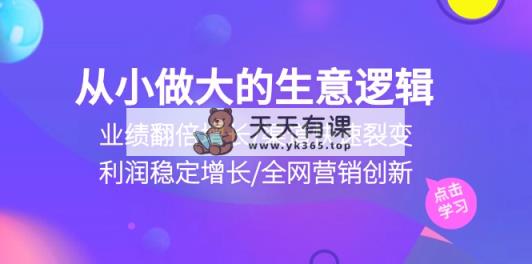 自小做大生意逻辑性：销售业绩翻倍增长/方式迅速裂变式/盈利持续增长/全网推广自主创新-天天有课网