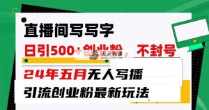 直播房间写字日引300 自主创业粉，24年五月没有人写播引流方法防封号全新游戏玩法-天天有课网